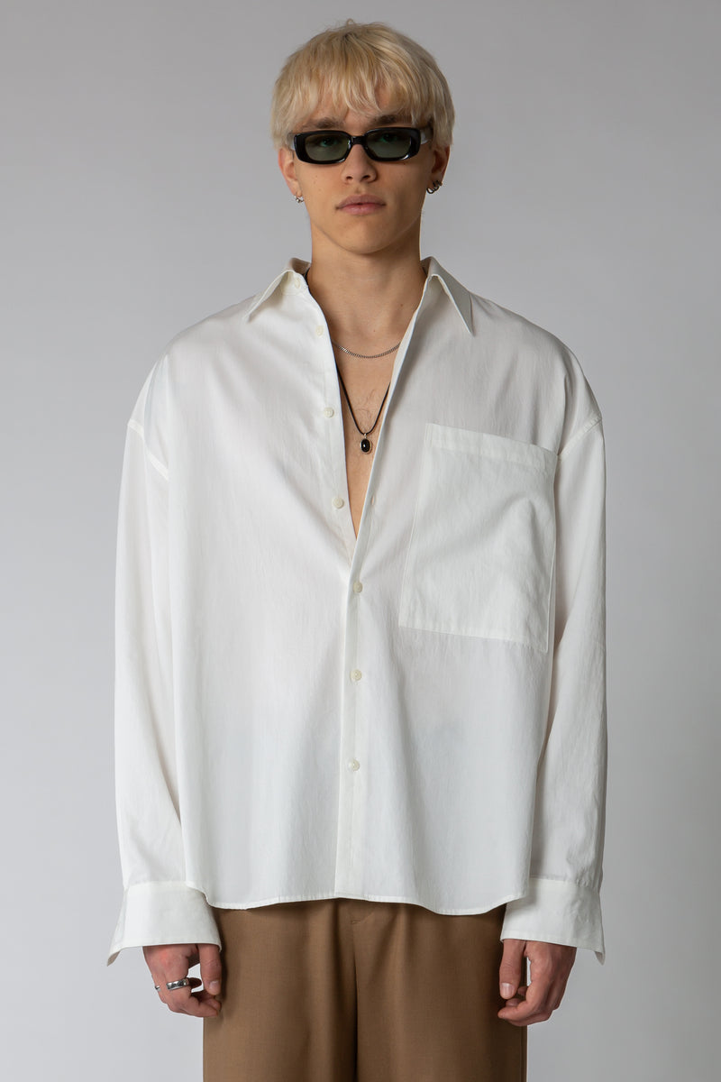 Oversize Shirt With Pocket Detail - WHITE