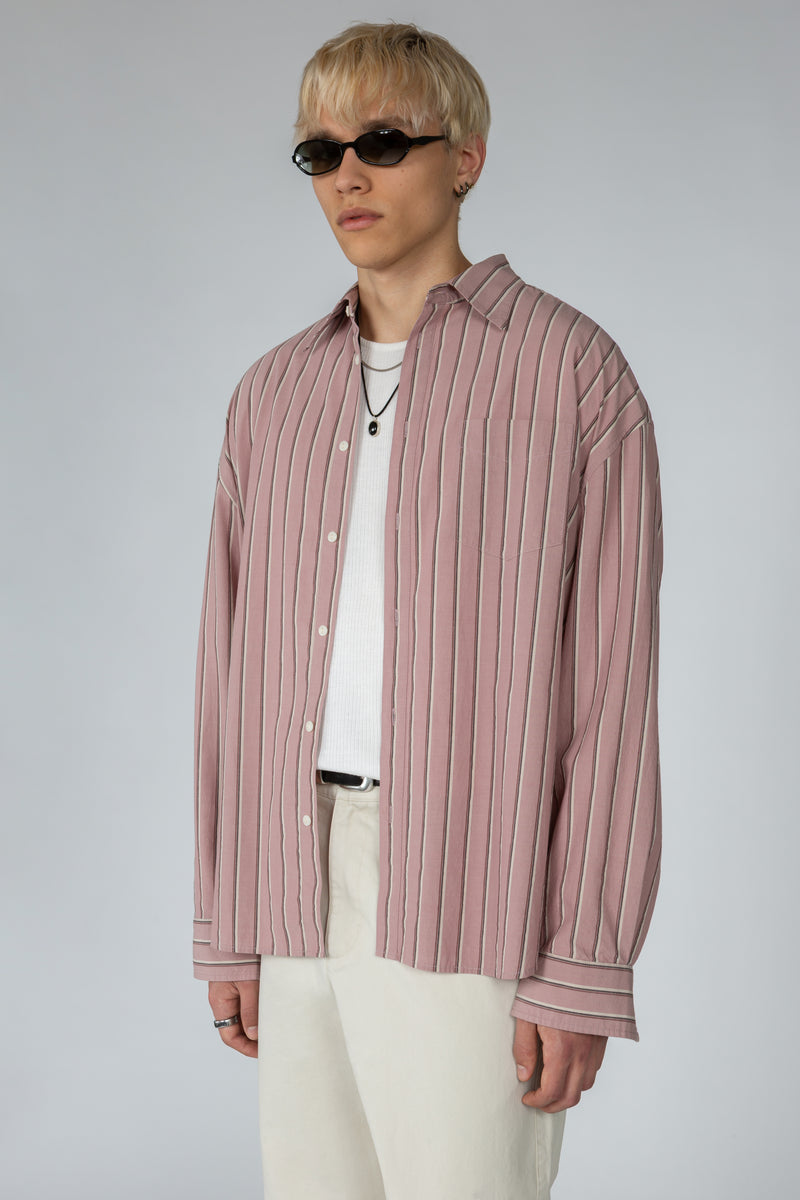 ga.co　Oversized volume stripe SH Shop Pink Oversized Stripe Shirt - for Women | OUTZIDR | Gen