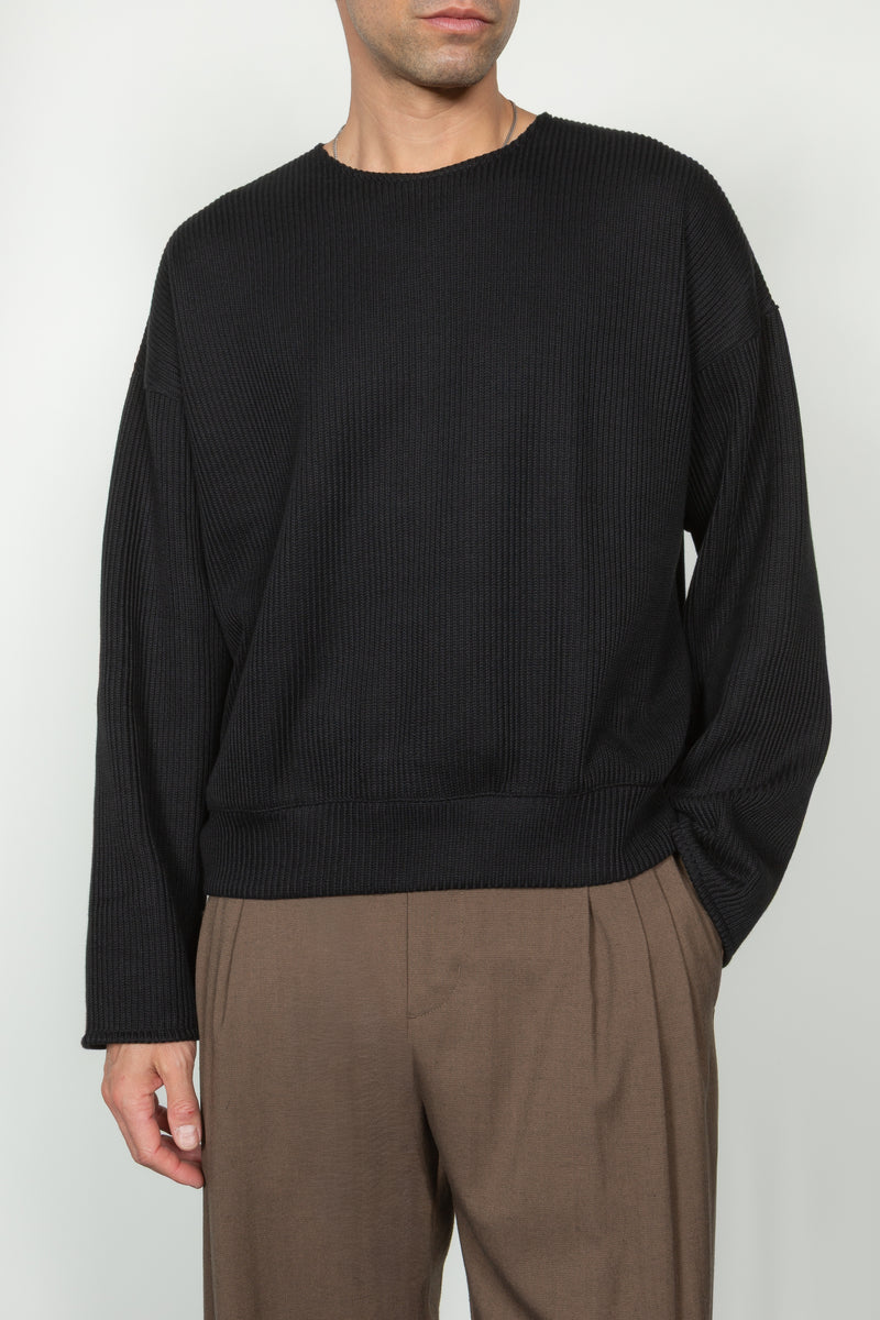 Drop Shoulder Sweater - Black Purl Knit – SHADES OF GREY BY MICAH