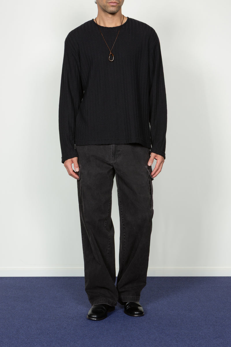 Long Sleeve Oversized Top - Black Sweater Knit – SHADES OF