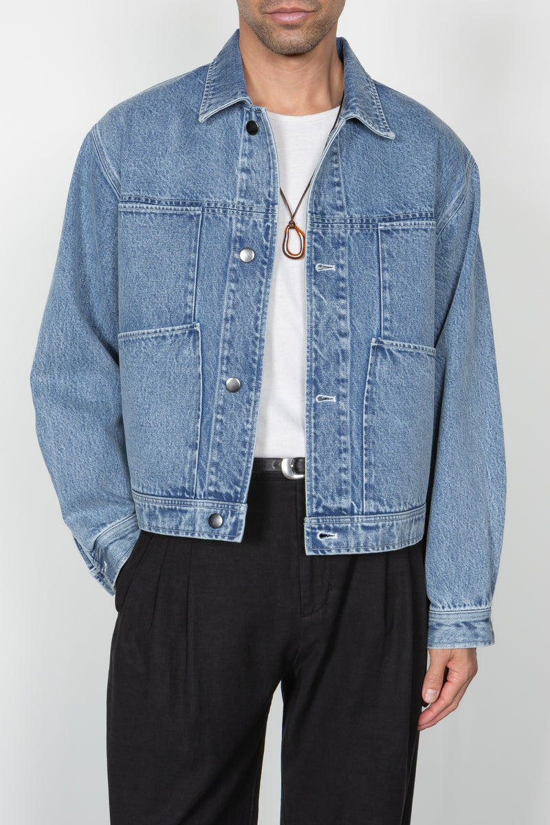 Cropped Four Pocket Trucker Jacket - 90's Stonewashed Denim