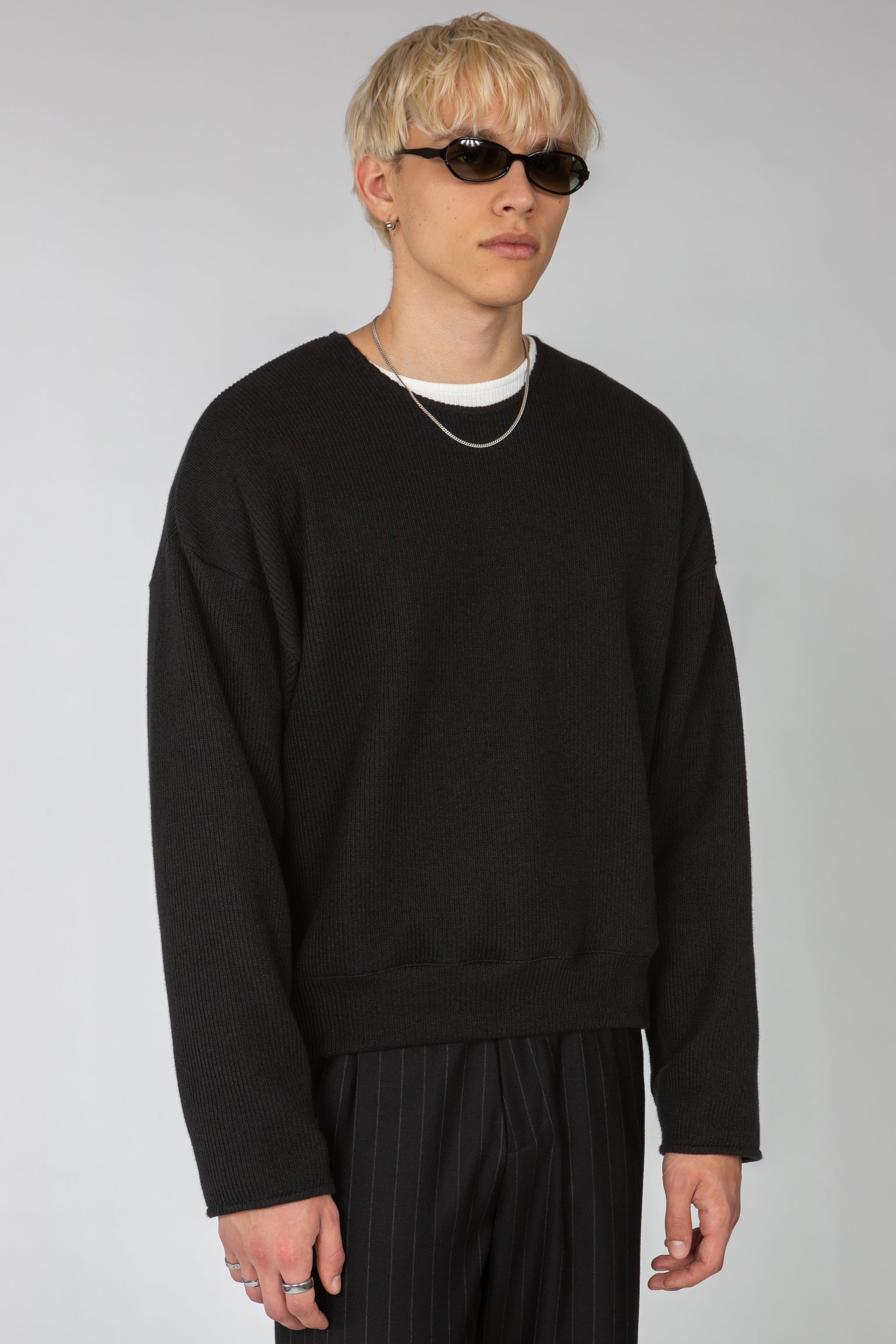 リムアーク Power shoulder design knit 12G1P 2X2 RIB RIBBED SWEATER – THE SHOP YOHJI YAMAMOTO
