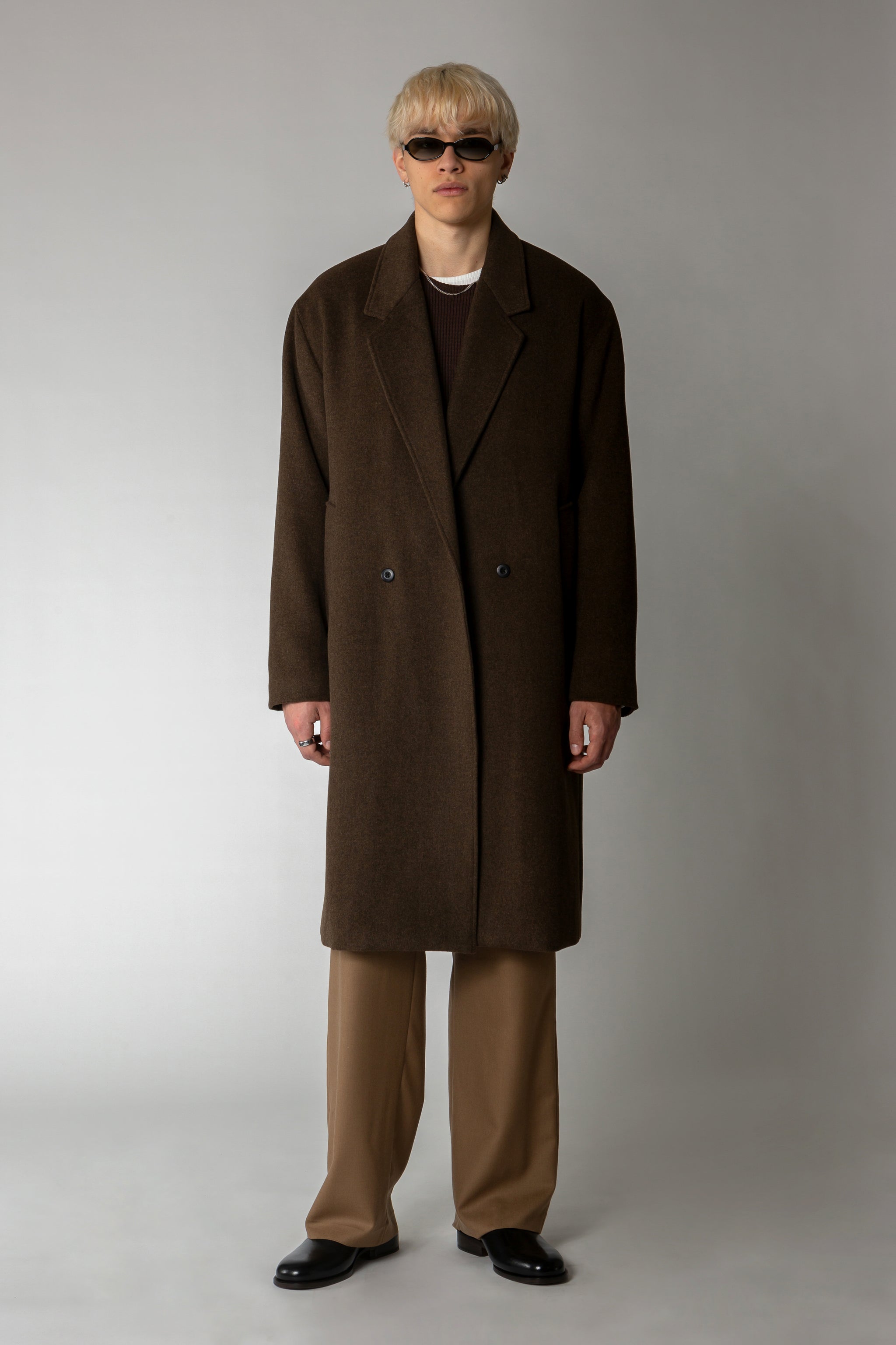 オンブレチェック DOUBLE-BREASTED JACKET(BROWN) J065SS23_OVERSIZED_DOUBLE_BREA