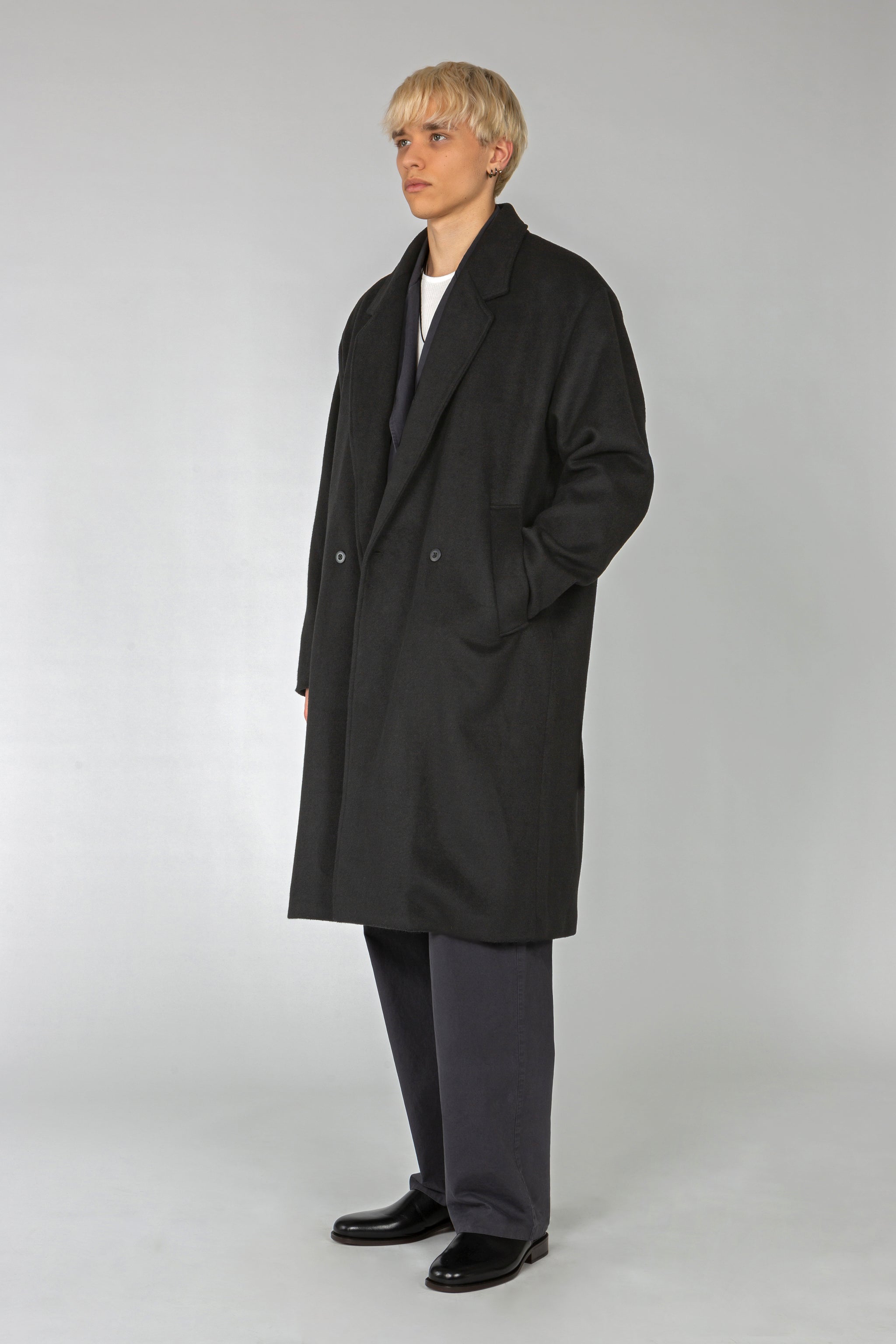 light melton coat(gray/black) | ok.soon