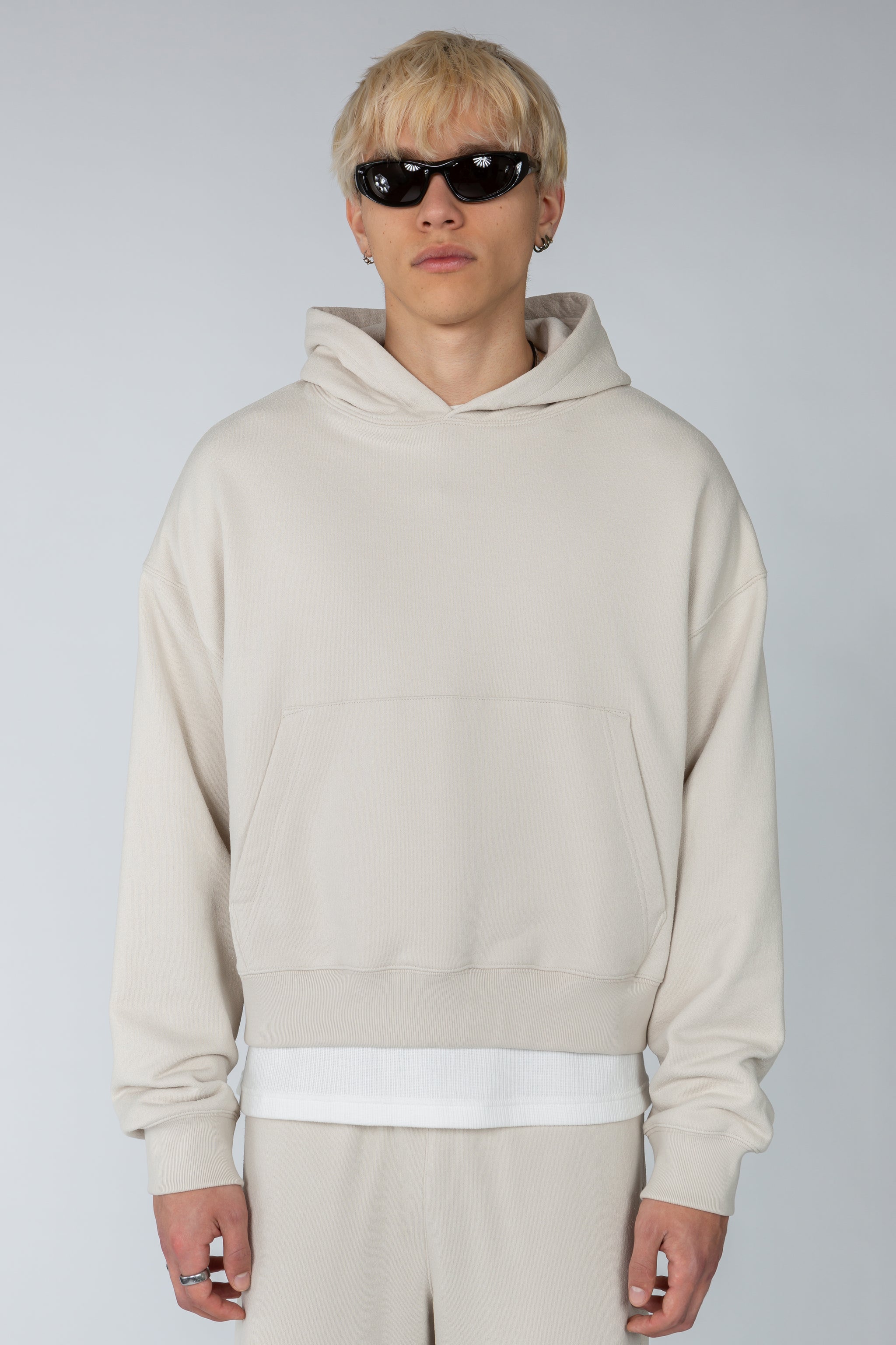 Cropped Hooded Sweatshirt - Stone – SHADES OF GREY BY MICAH