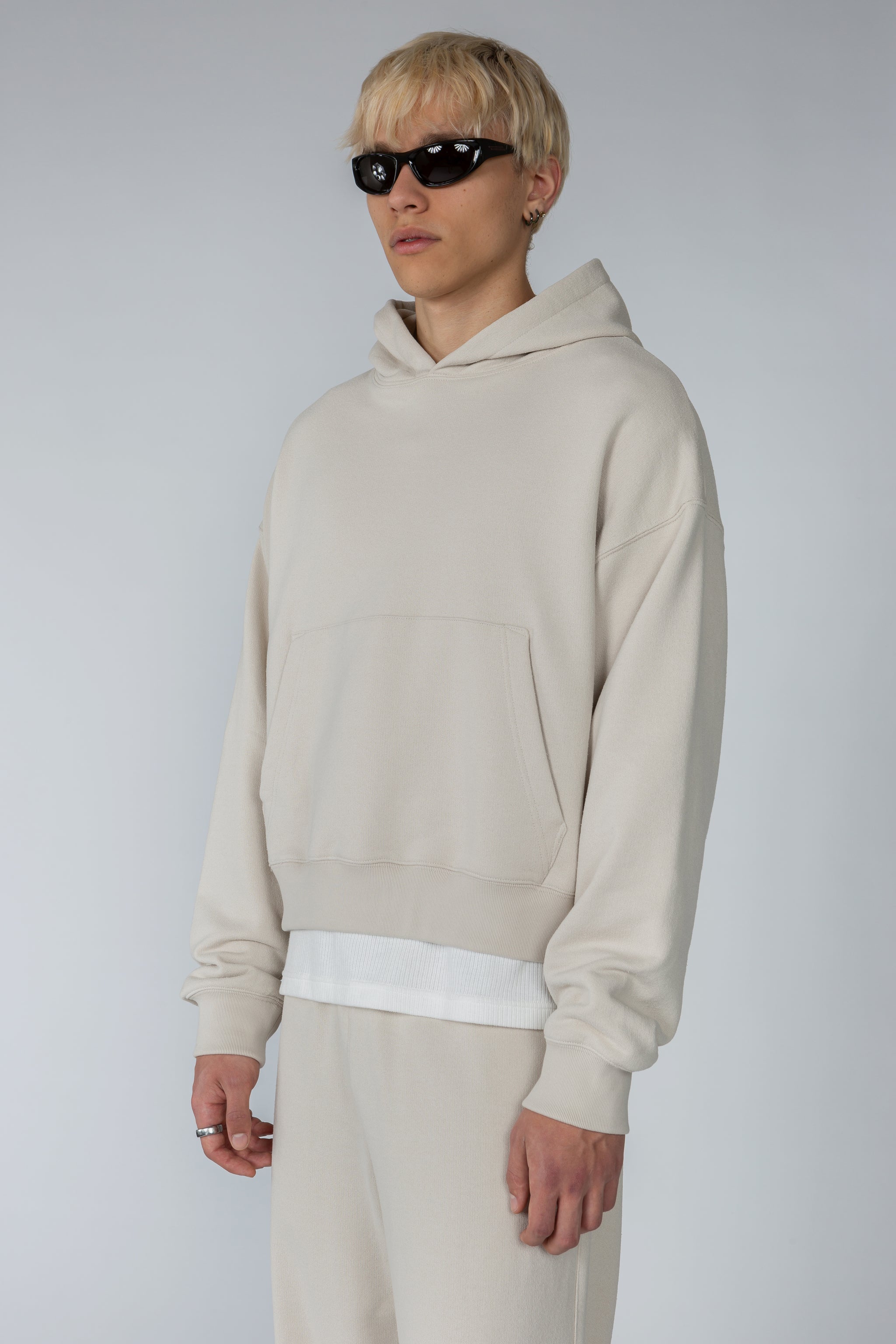 Cropped Hooded Sweatshirt - Stone – SHADES OF GREY BY MICAH COHEN