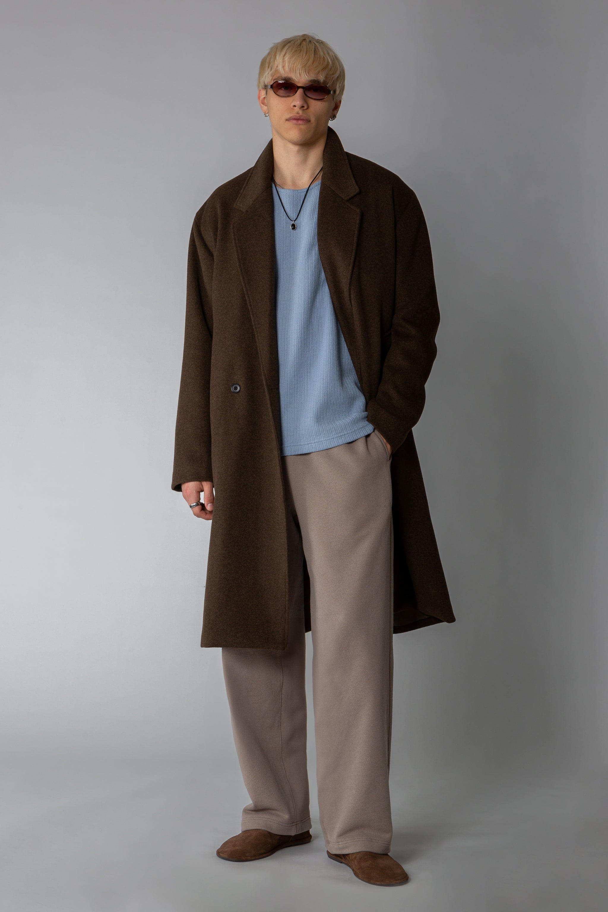 THETOE CHÂTELET KNIT PANTS ivory Felted Wool Jersey Wide-Leg Long Pant in Regenerative Wool