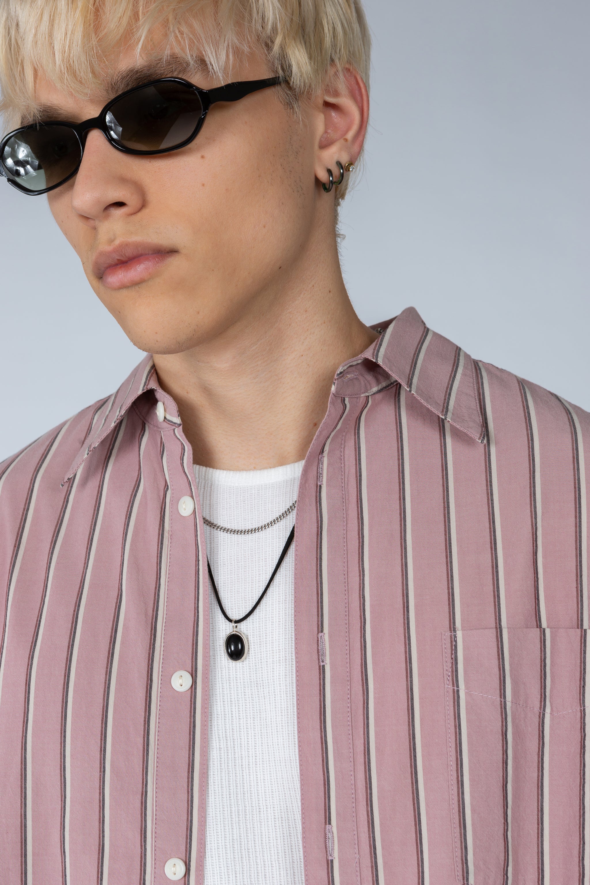 Ultra Oversized Button Down Shirt - Rose Stripe – SHADES OF GREY