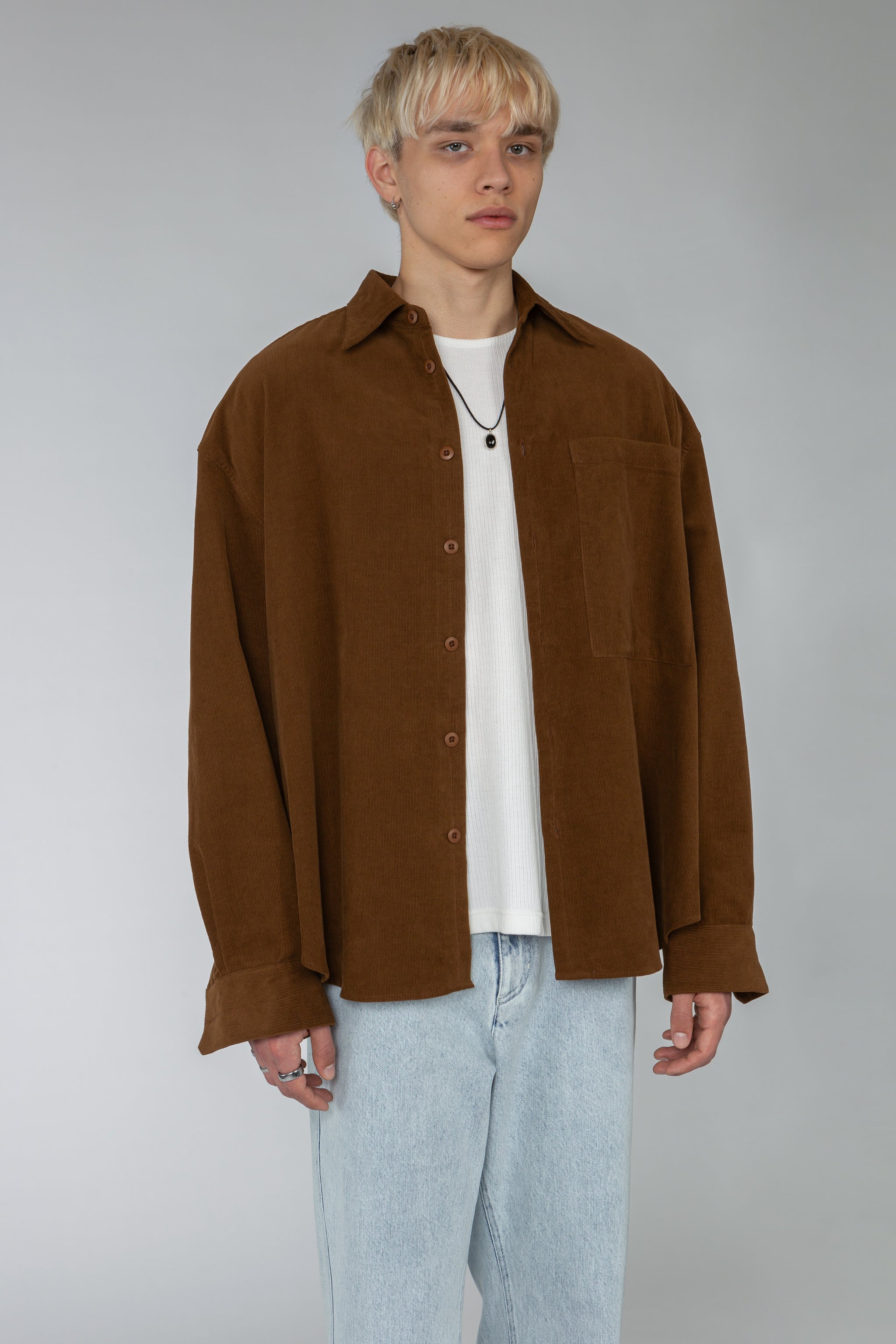 FINAL SALE] Ultra Oversized Big Pocket Shirt - Hazelnut