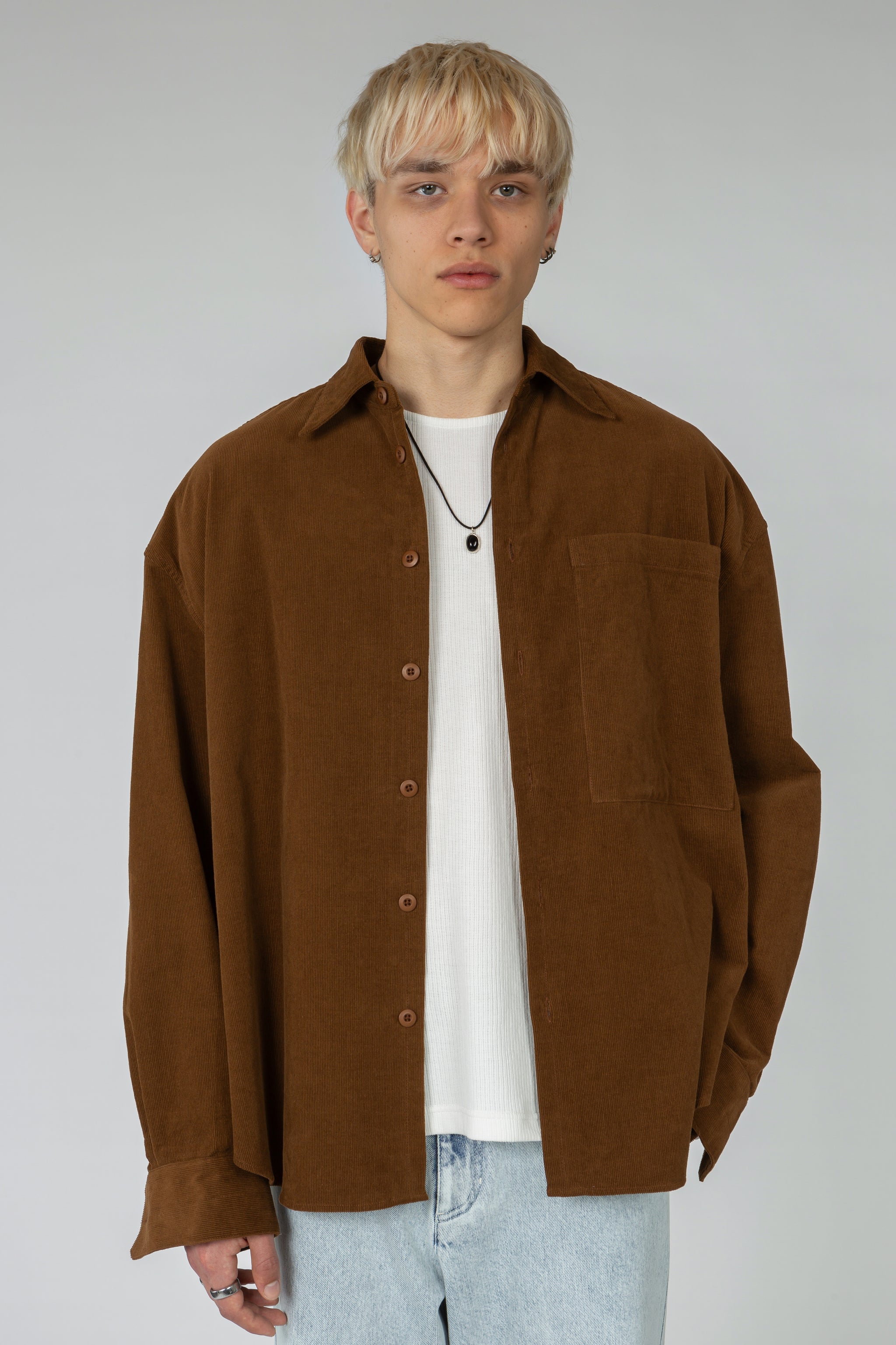 FINAL SALE] Ultra Oversized Big Pocket Shirt - Hazelnut