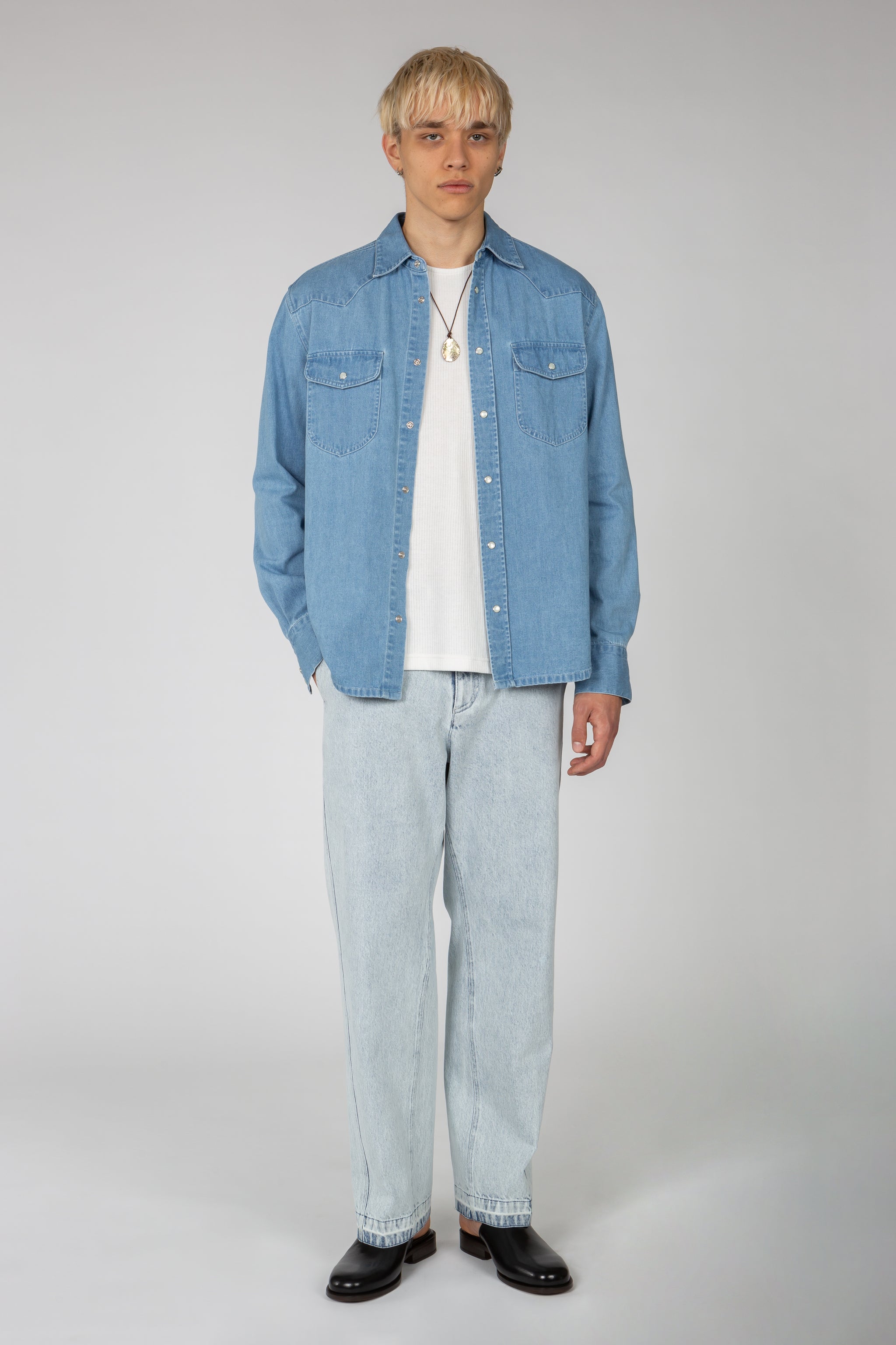 【未使用】bisown denim Western Shirt - Mid-Blue Denim – SHADES OF GREY BY MICAH COHEN