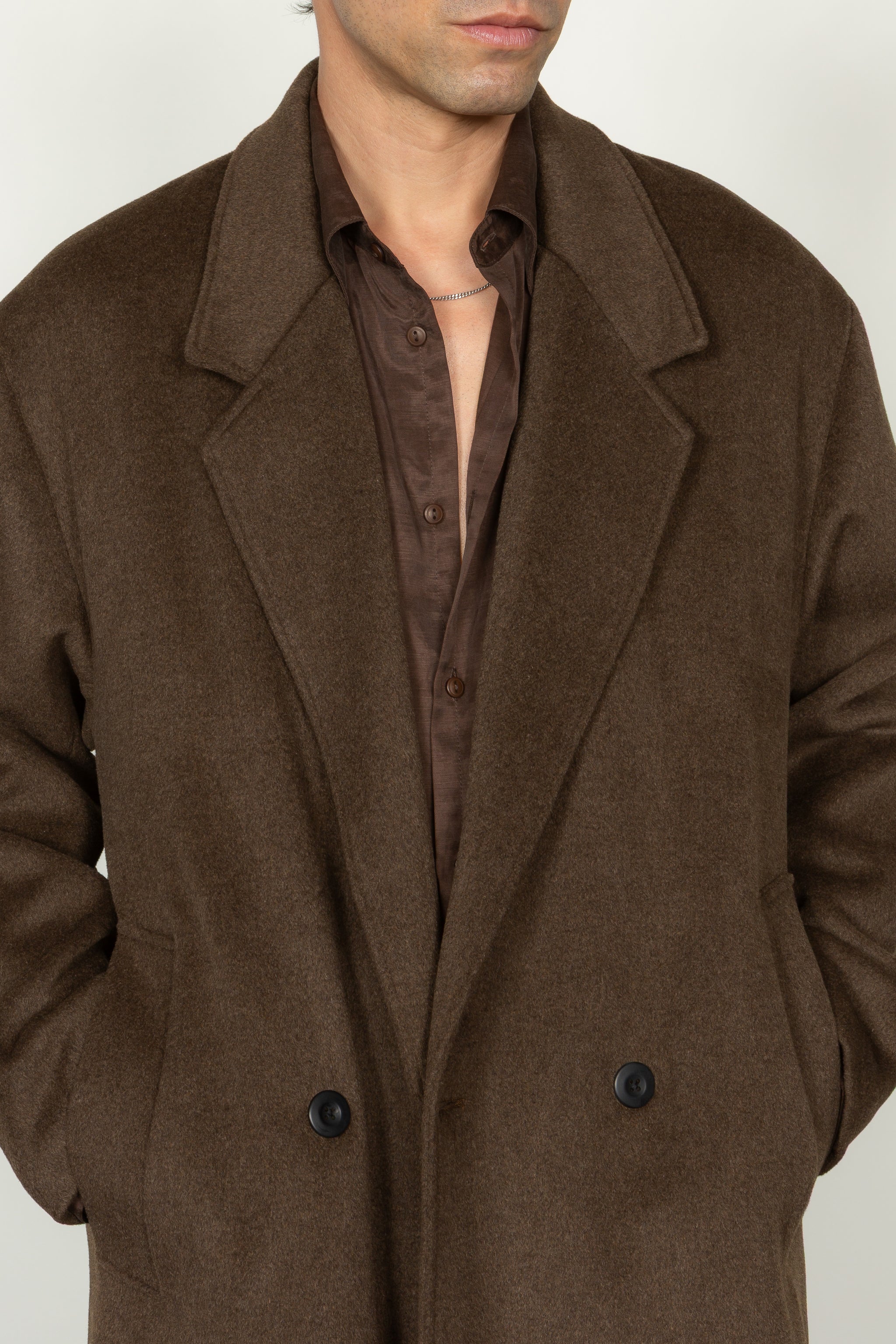 Oversized Double Breasted Overcoat - Brown Melton Wool – SHADES OF