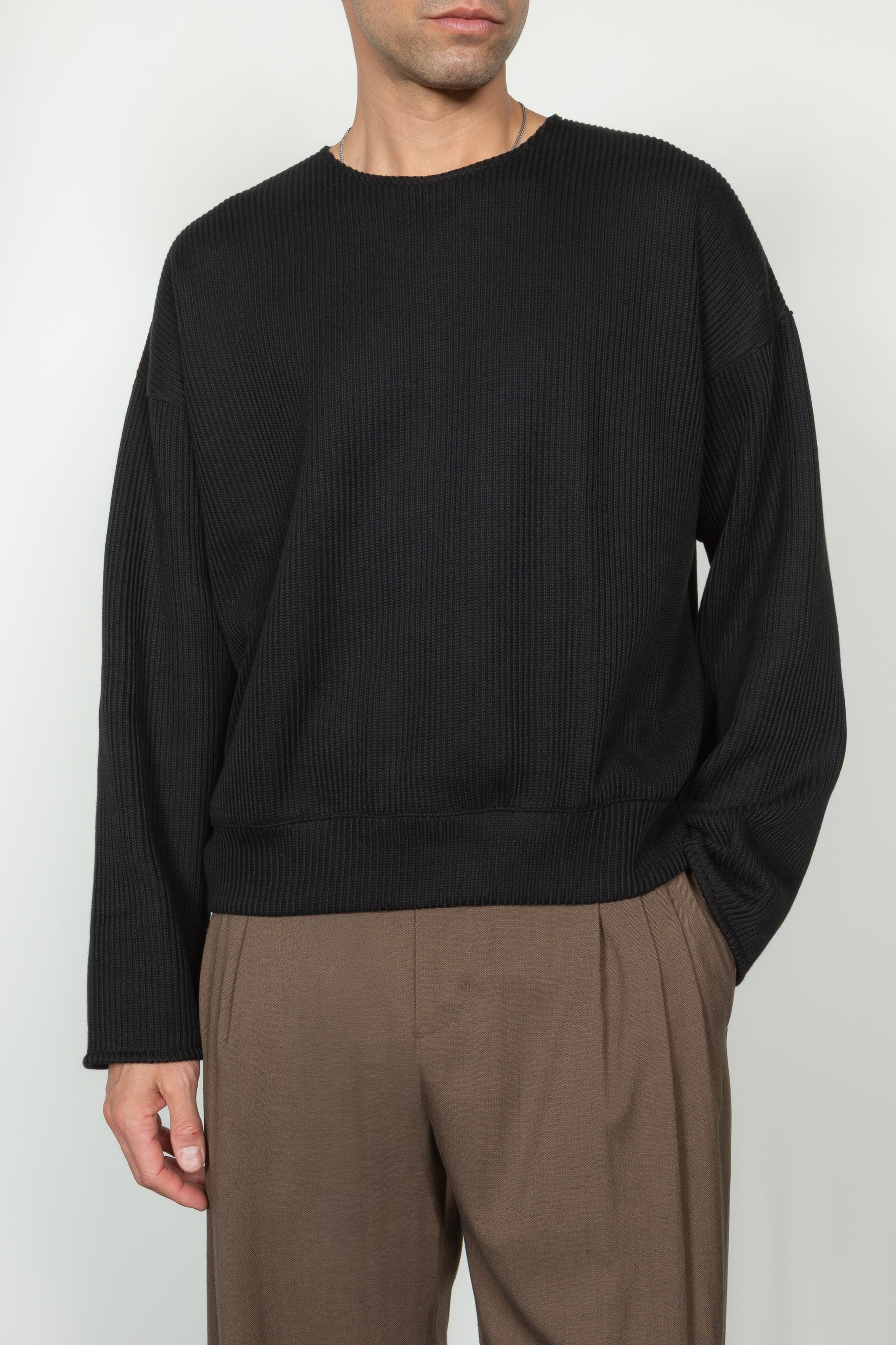 Drop Shoulder Sweater - Black Purl Knit – SHADES OF GREY BY MICAH