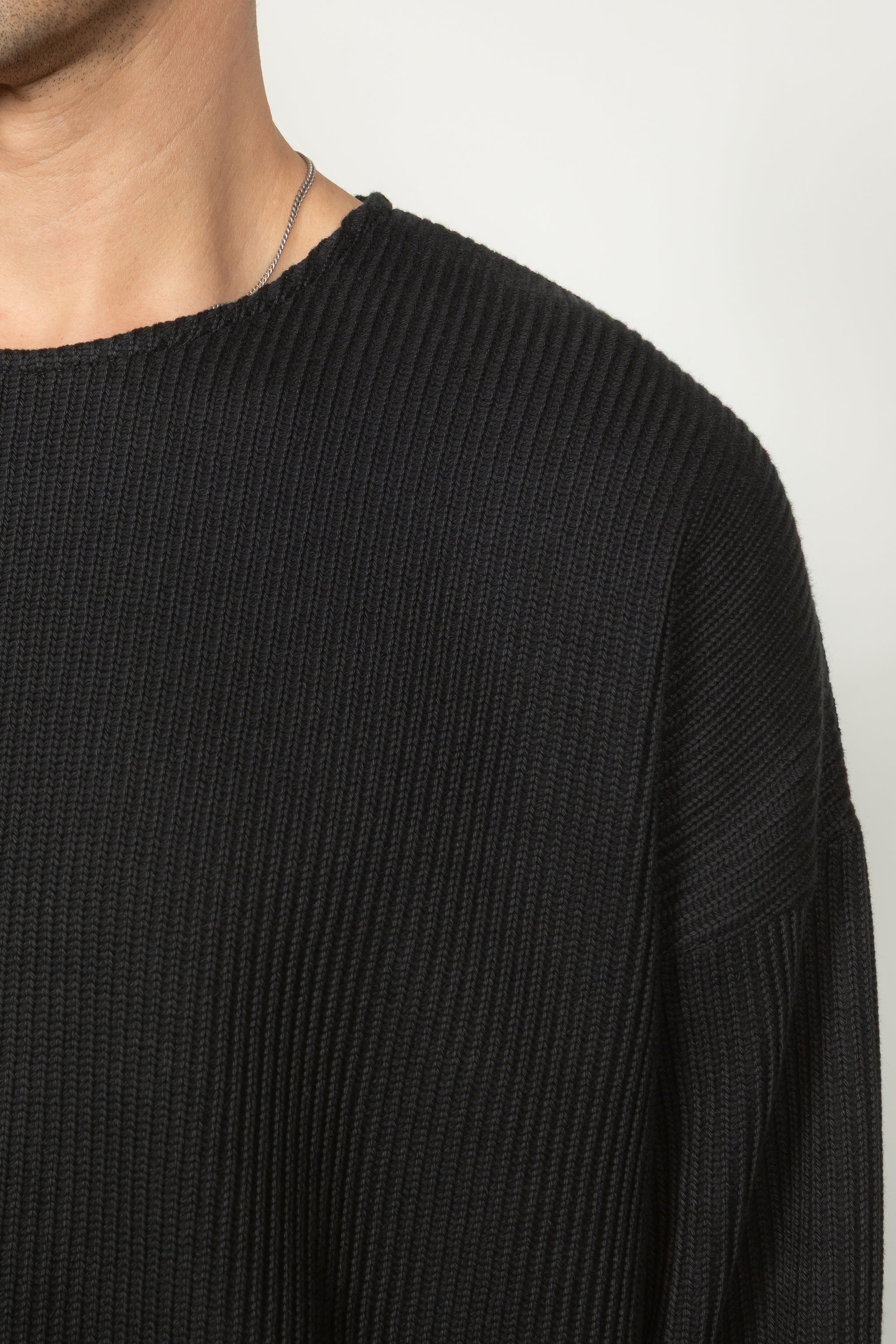 Drop Shoulder Sweater - Black Purl Knit – SHADES OF GREY BY MICAH