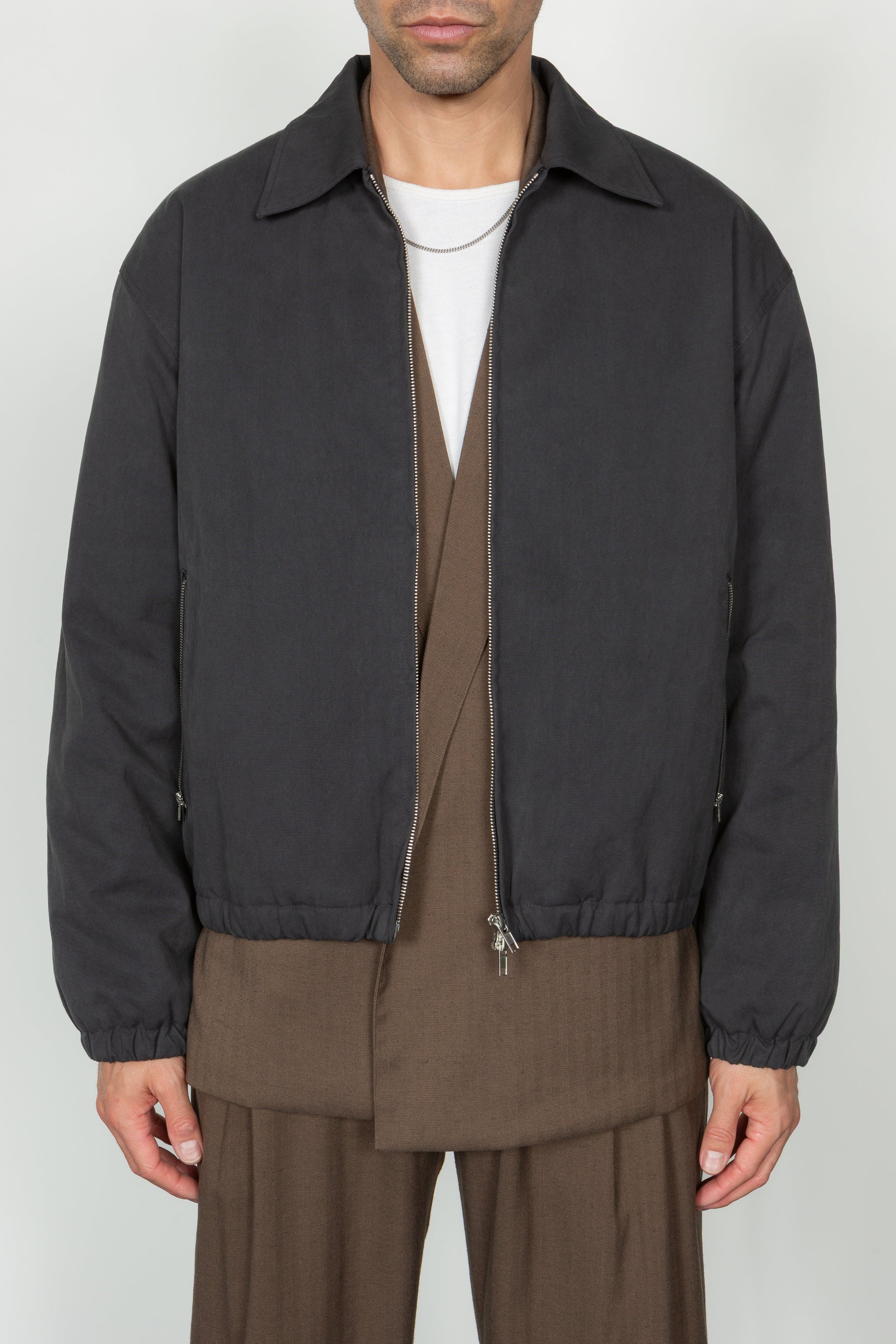 Padded Zip Front Blouson - Charcoal – SHADES OF GREY BY MICAH COHEN