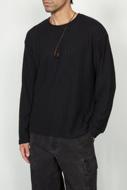 Long Sleeve Oversized Top - Black Sweater Knit