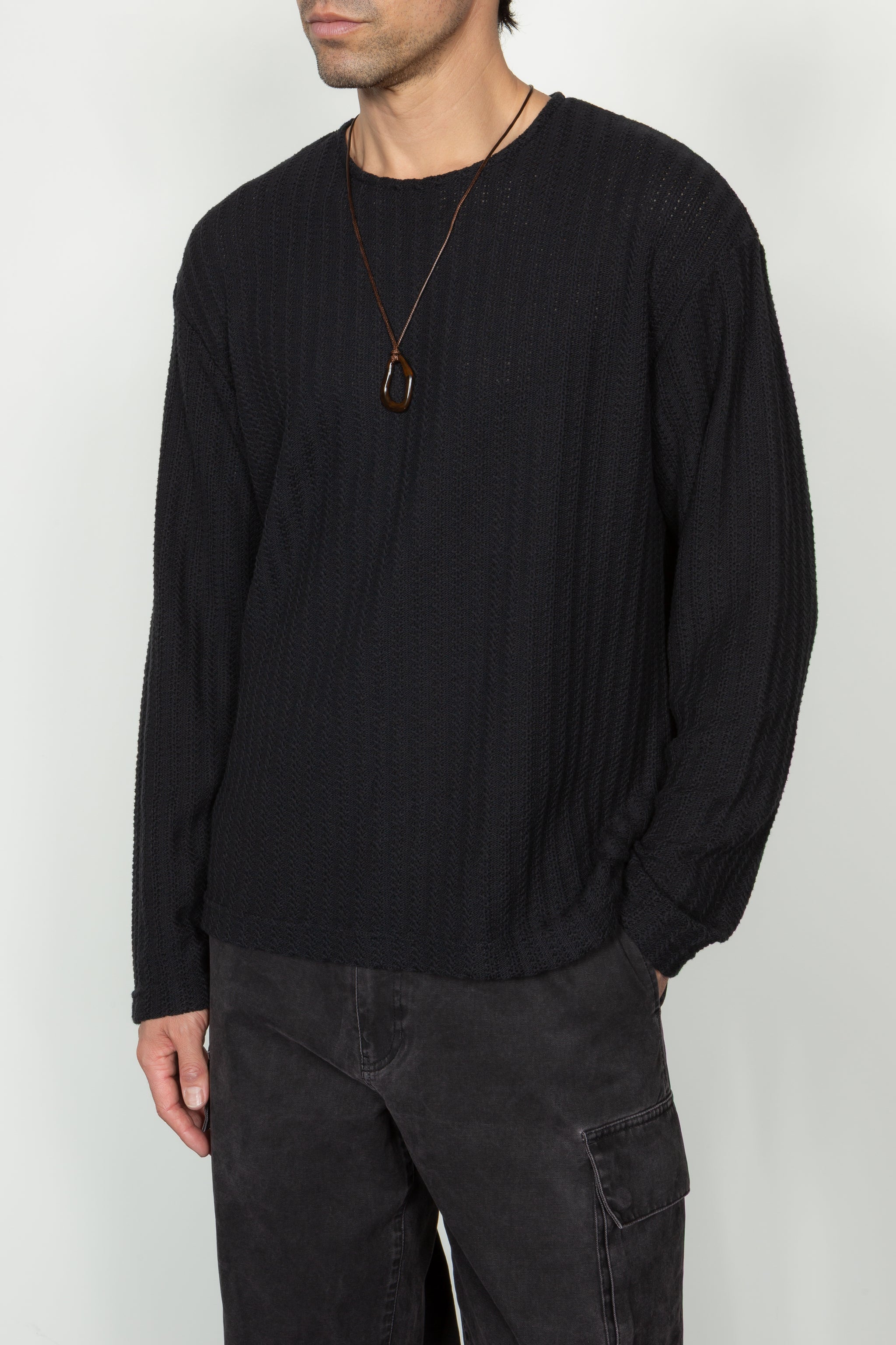 Long Sleeve Oversized Top - Black Sweater Knit – SHADES OF GREY BY