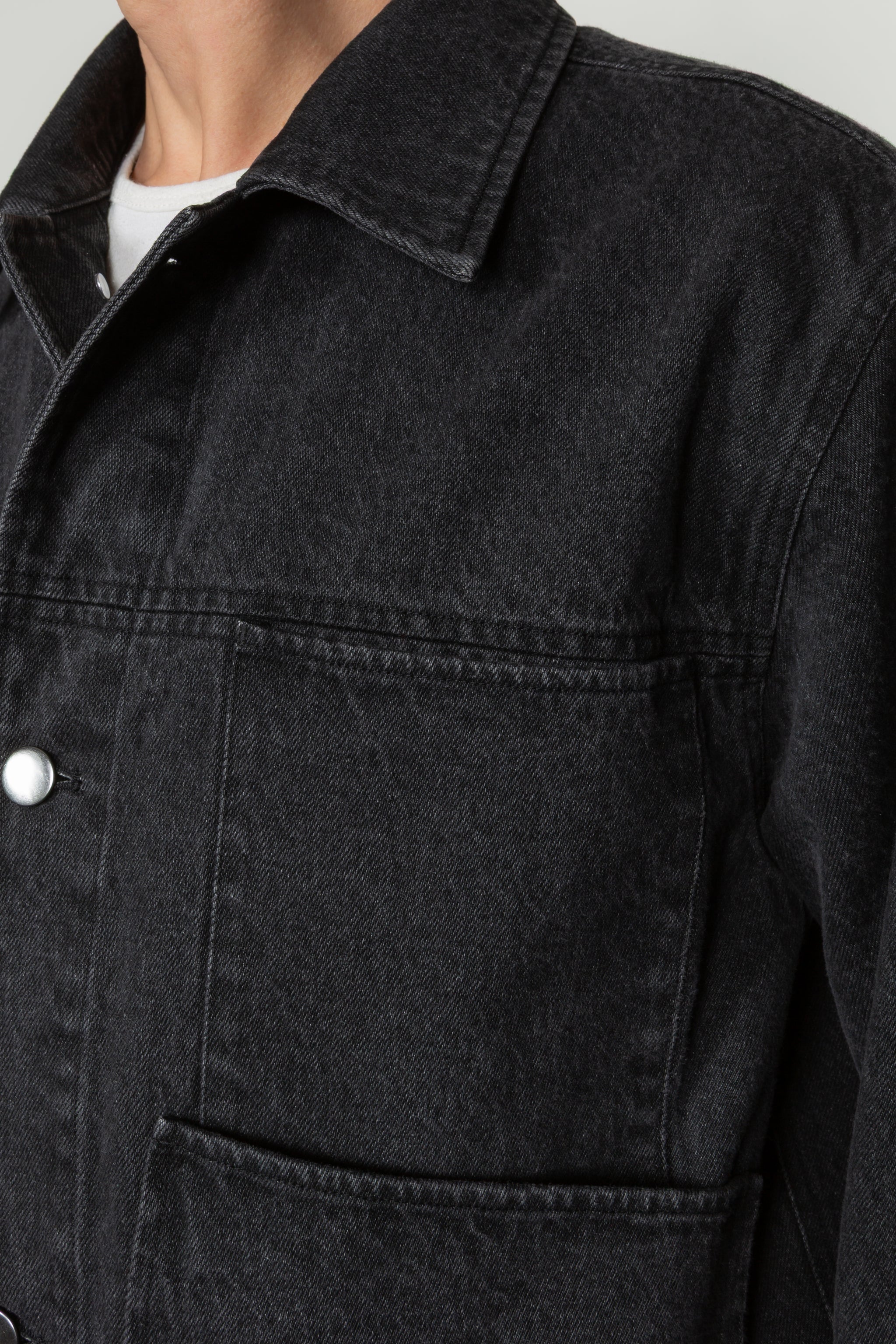 Cropped Four Pocket Trucker Jacket - Washed Black Denim – SHADES