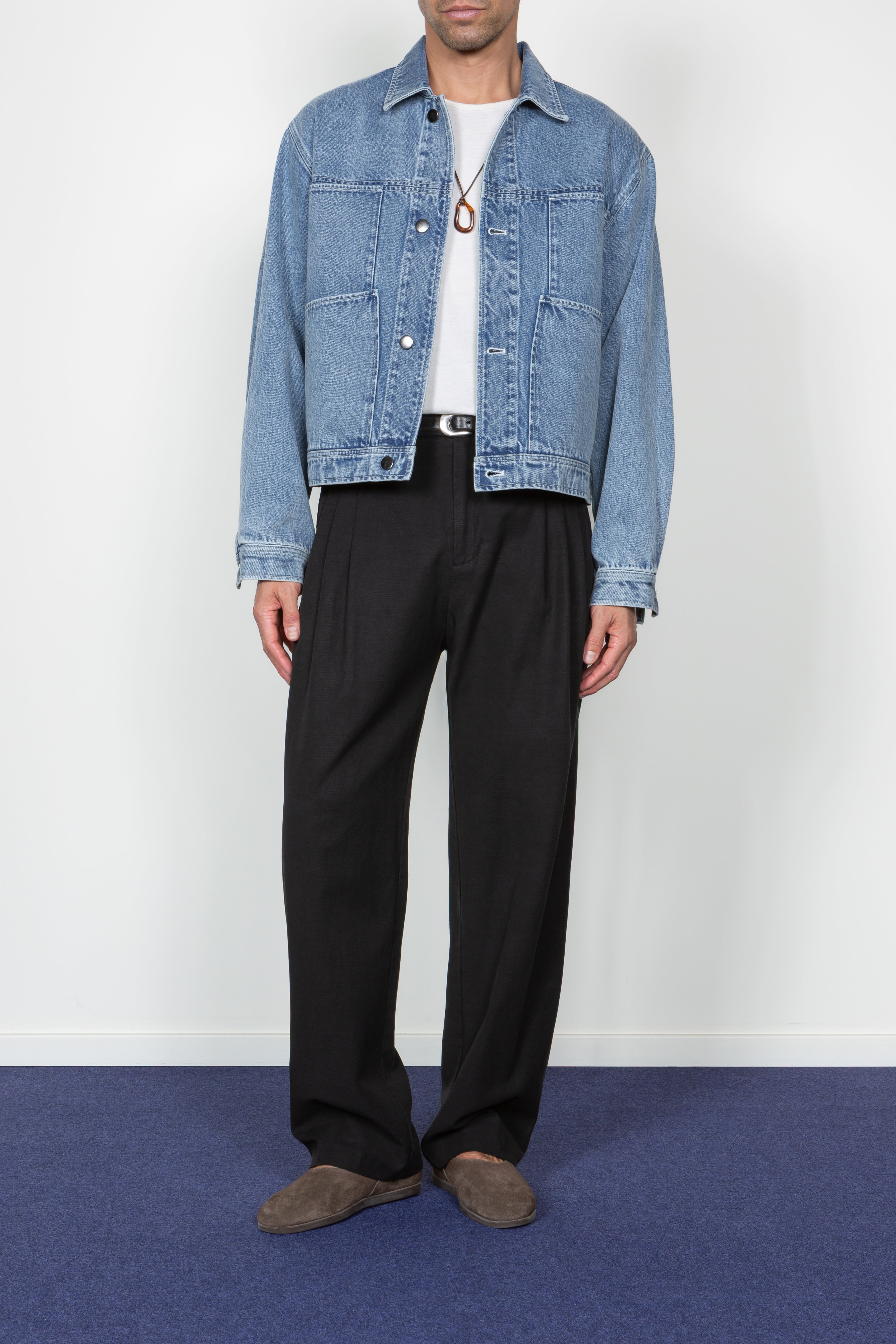 Cropped Four Pocket Trucker Jacket - 90's Stonewashed Denim