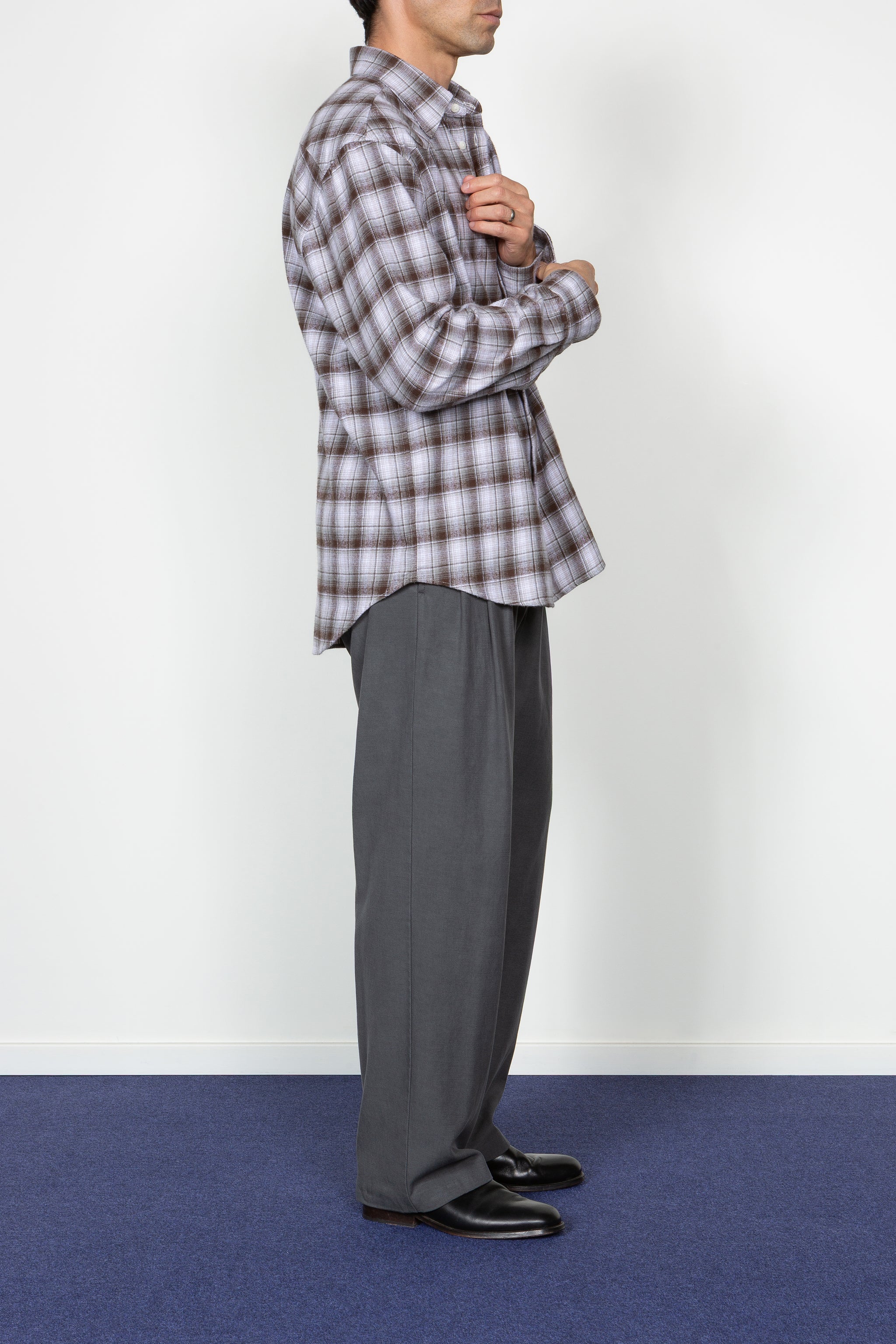 grey plaid dress shirt Western Button Down grey flannel