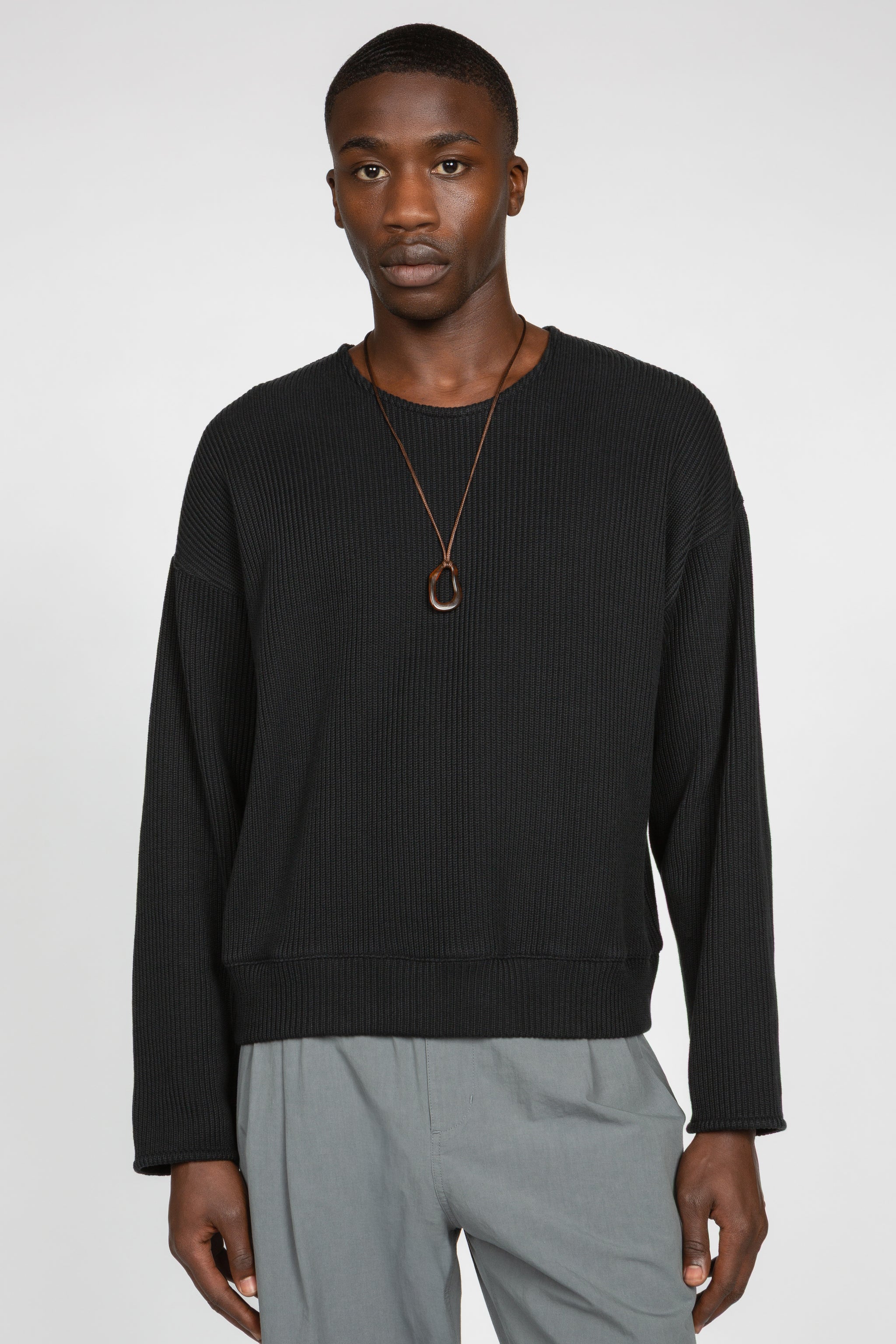 Drop Shoulder Sweater - Black Purl Knit – SHADES OF GREY BY MICAH
