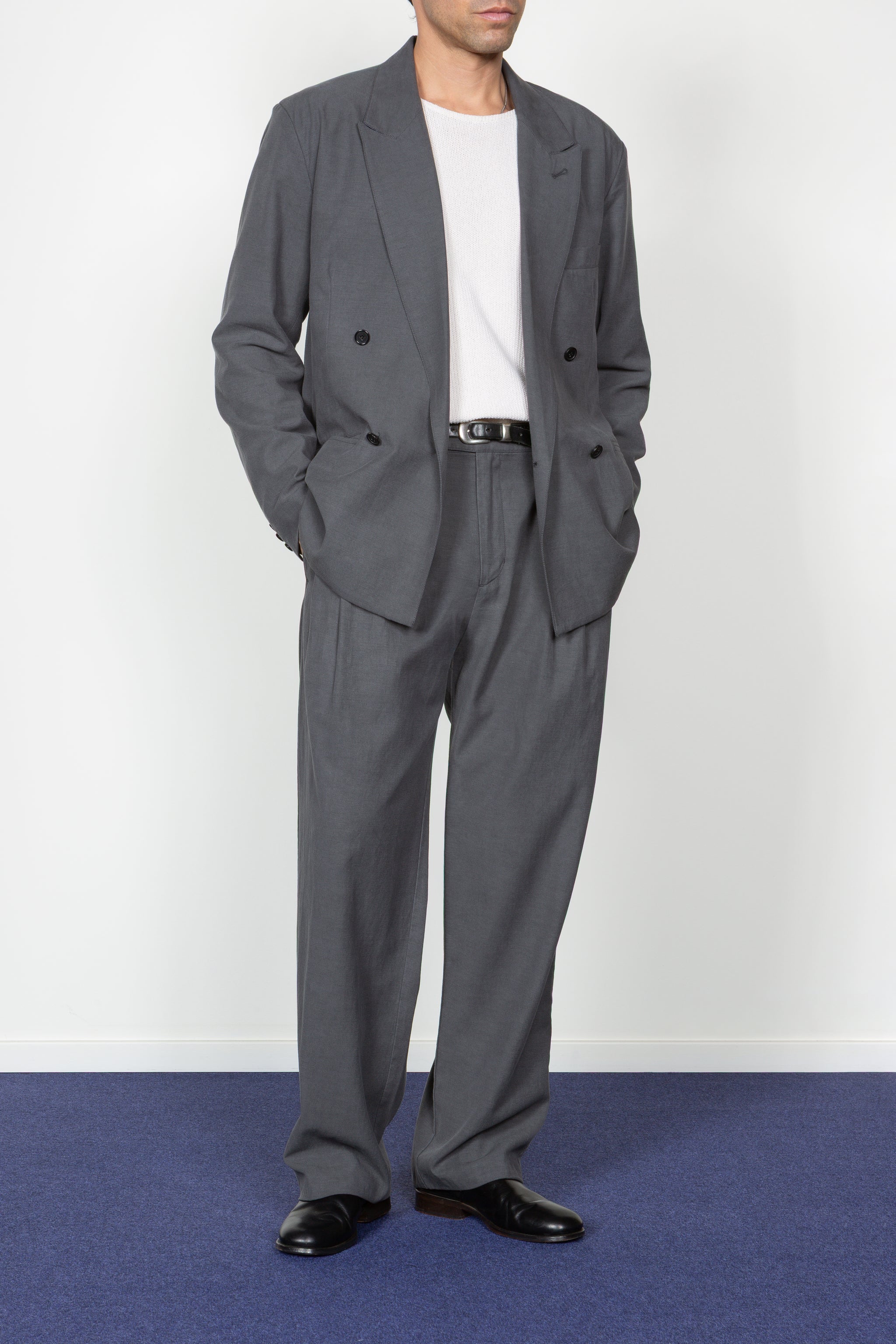Unstructured Relaxed Double Breasted Blazer - Charcoal – SHADES OF