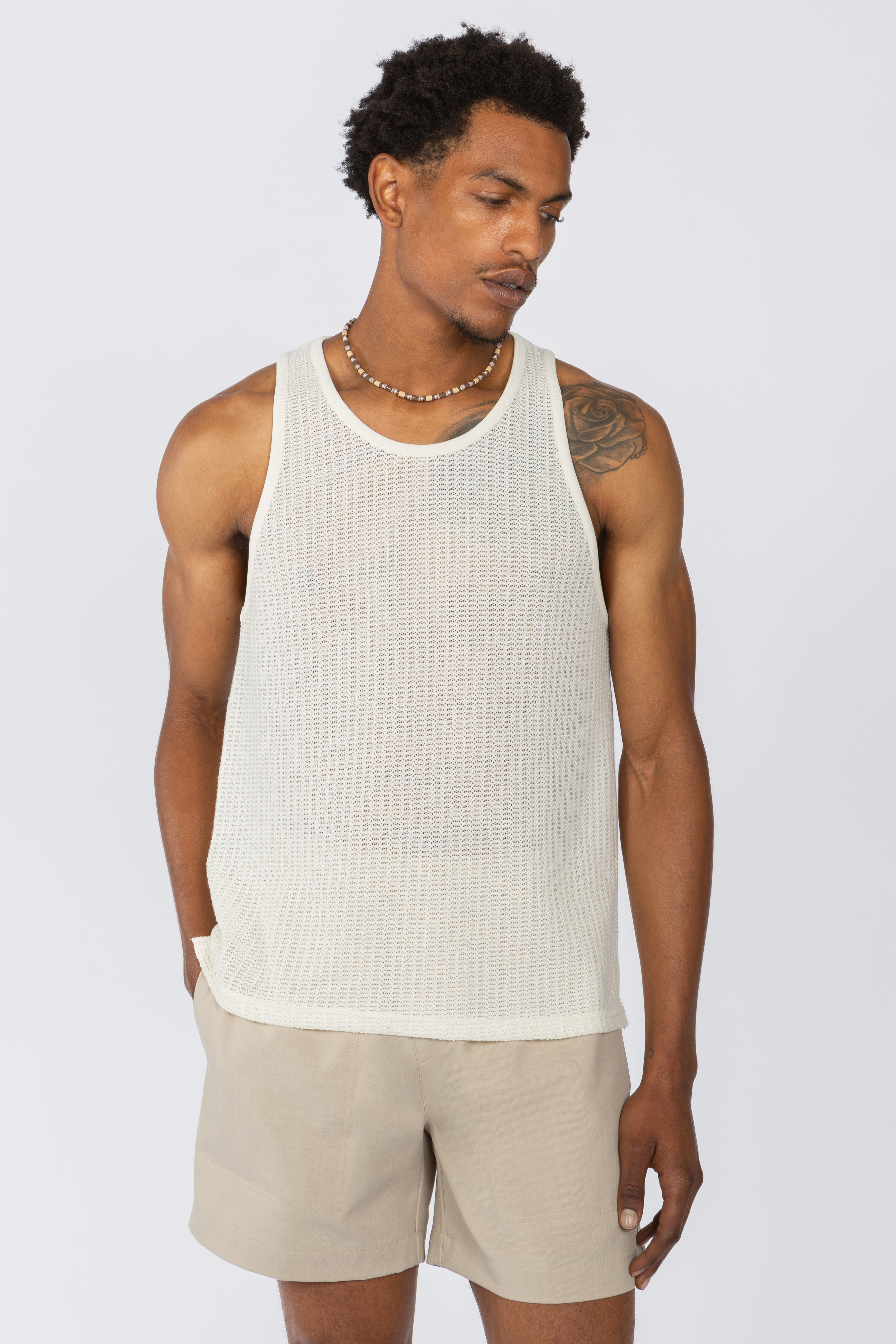 Tank Top - Off-White Open Knit – SHADES OF GREY BY MICAH COHEN