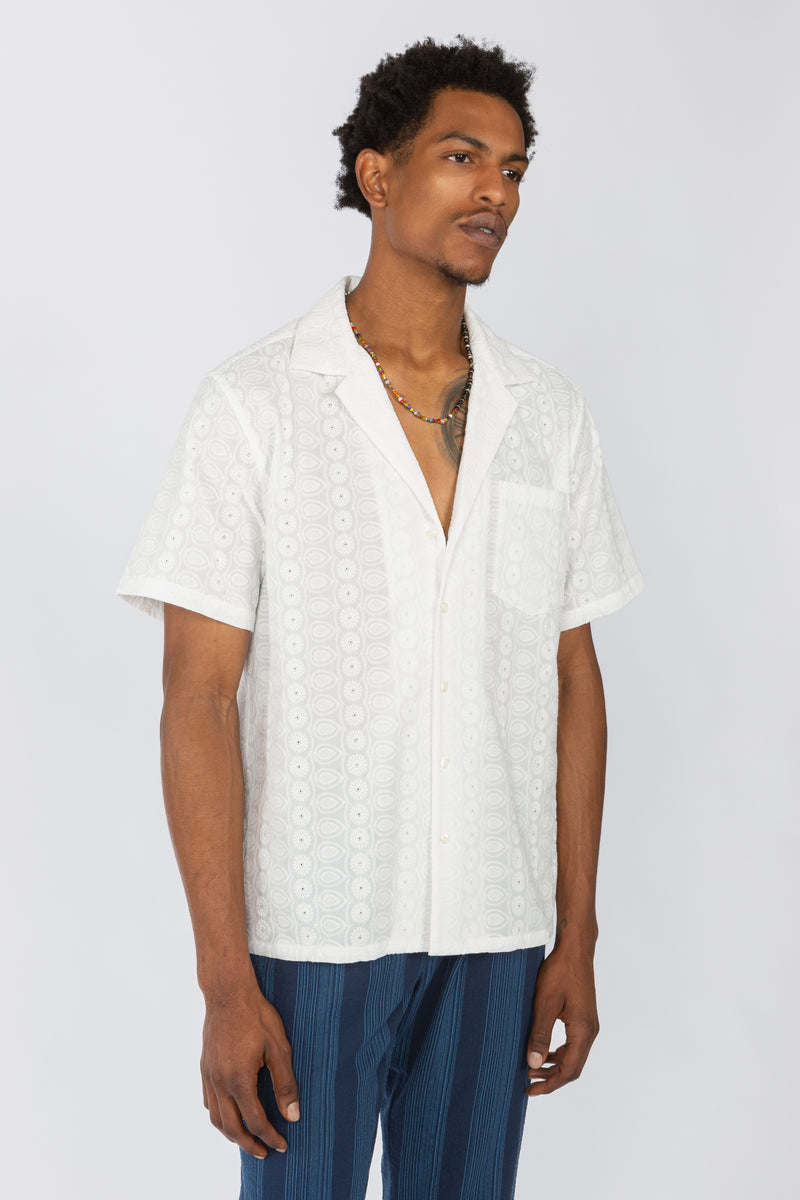 Resort Shirt - White Embroidered Floral – SHADES OF GREY BY MICAH COHEN
