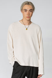 Long Sleeve Oversized Top - Parchment Open Stitch