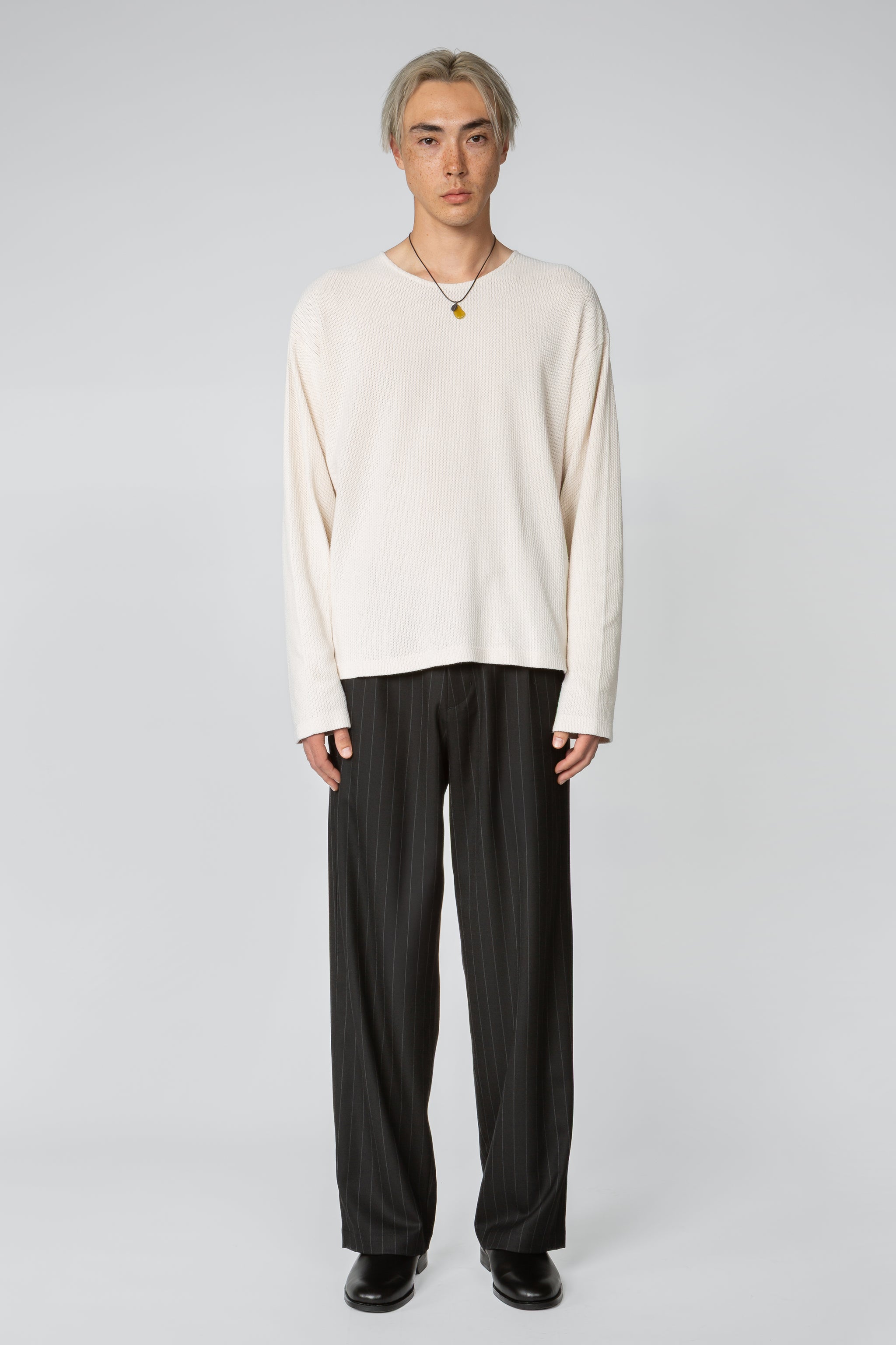 Wide Leg Single Pleat Trouser - Black Chalk Stripe – SHADES OF