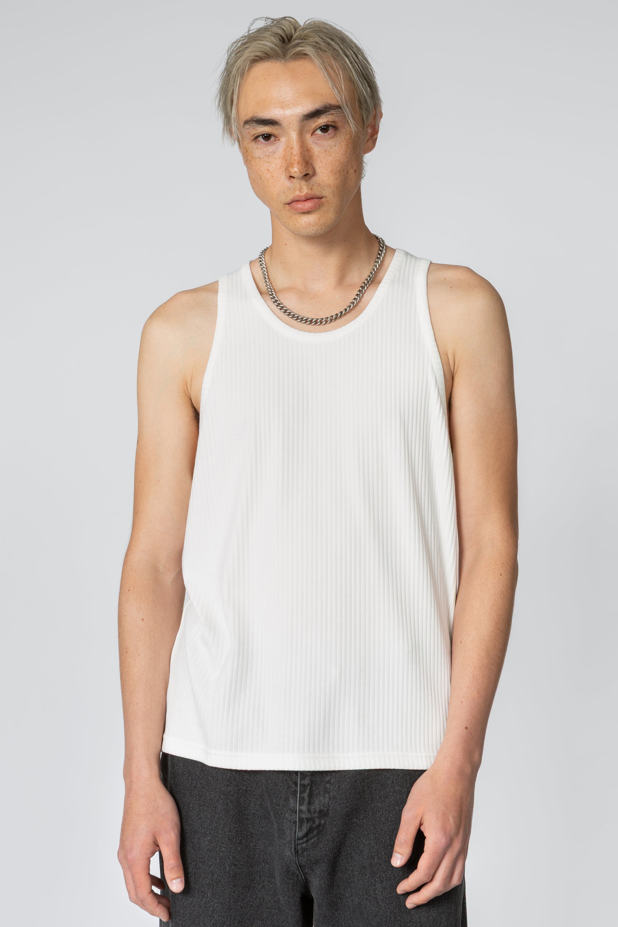 Tank Top - White Rib Knit – SHADES OF GREY BY MICAH COHEN