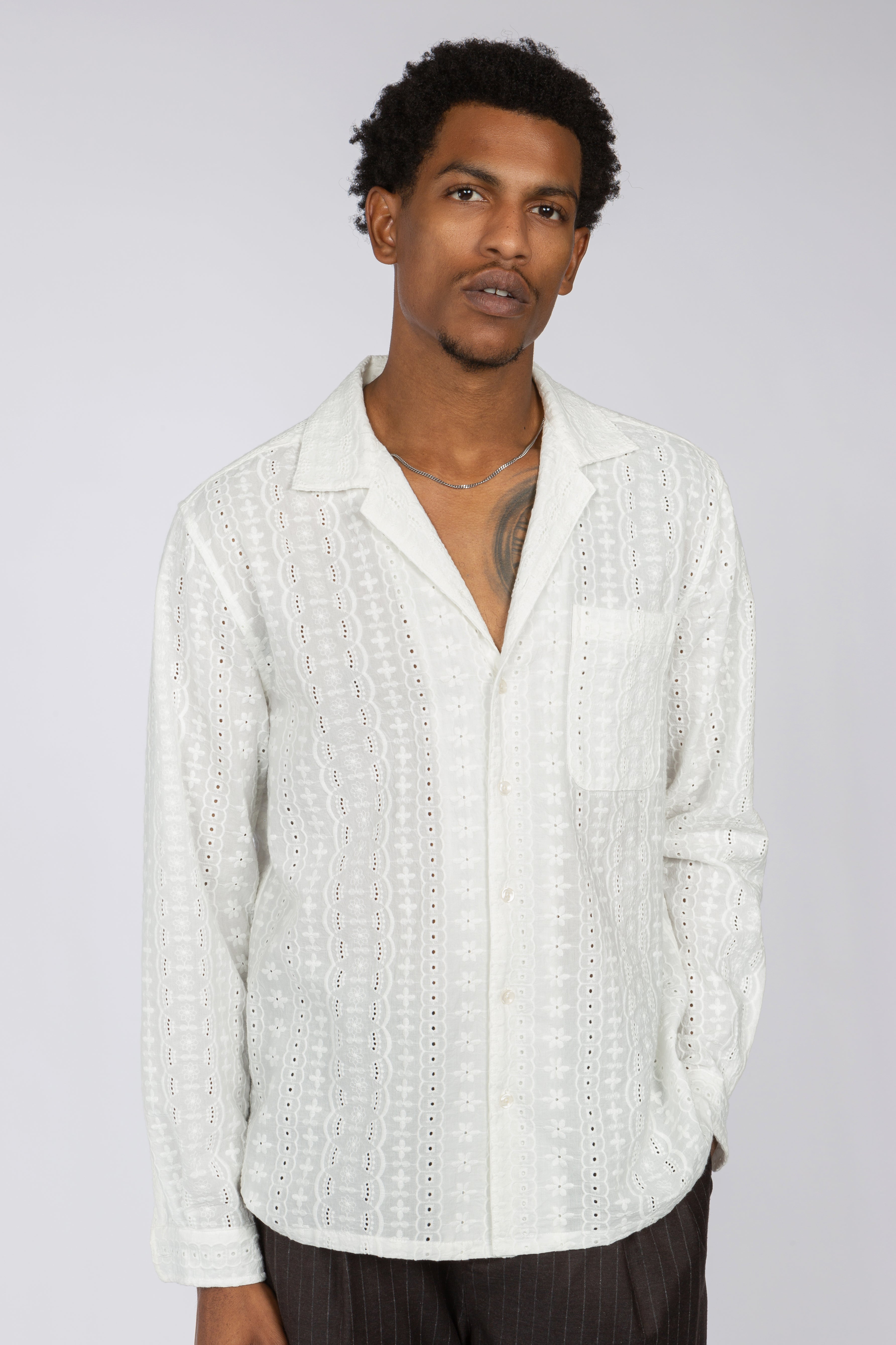 The White Eyelet Long Sleeve Shirt - S/M/L